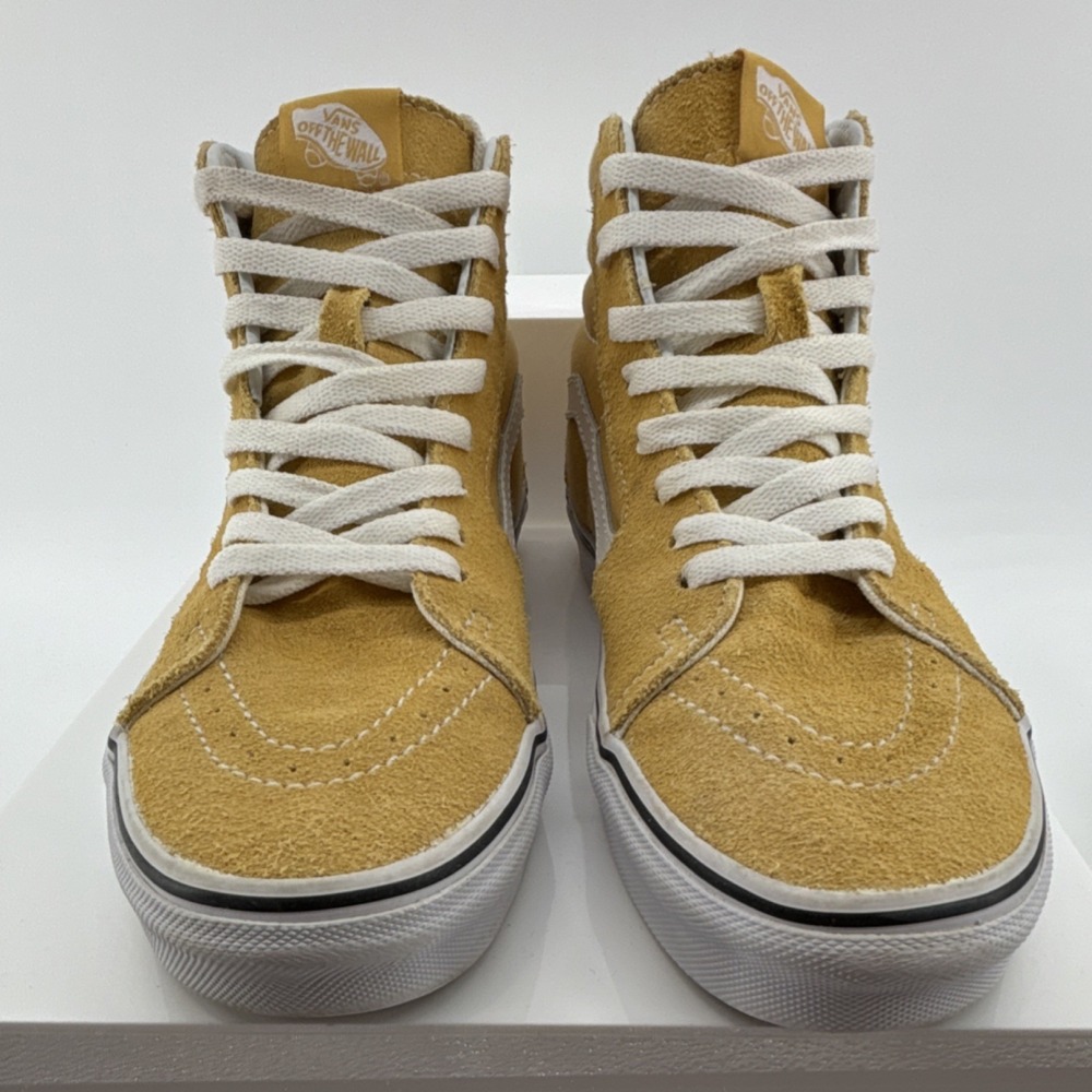 VANS Sk8 Hi High Top Skateboard Shoes Yellow Golden Brown Suede Canvas Lace Up - Picture 3 of 12
